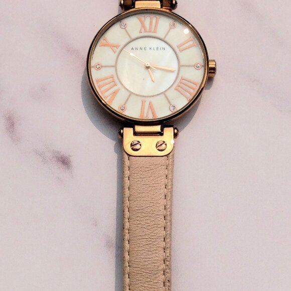 Anne Klein Quartz Wrist Watch MOP Face and Rose Gold & Arabic Numerals - Picture 2 of 12